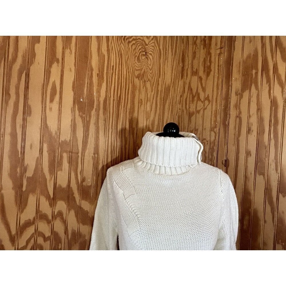 Sundance Womens Thick High Turtleneck White Knit 3/4 Sleeves Sweater Size S‎ - Picture 3 of 9